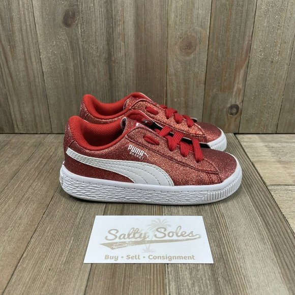 red glitter pumas